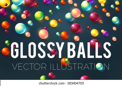 Colorful Glossy Balls Background. Falling Spheres. Abstract Candies. Vector illustration