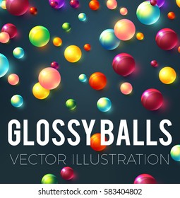 Colorful Glossy Balls Background. Falling Spheres. Abstract Candies. Vector illustration