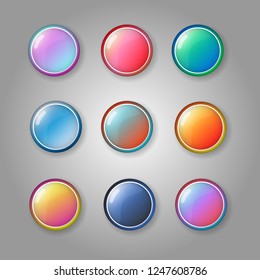 Colorful of glossy bubble button icons on gray background illustration vector.Gradient creative cute circle ball for icon design.Summer vivid color sign concept. 