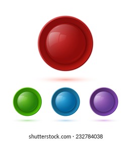 Colorful glossy button icon set. Vector illustration