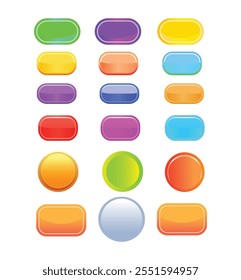 Colorful Glossy Button Set - Vector Graphics