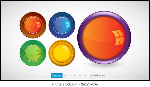 Botón brillante colorido. vector