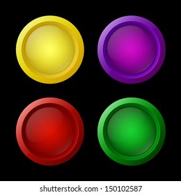 Colorful glossy buttons. Design elements. Vector illustration
