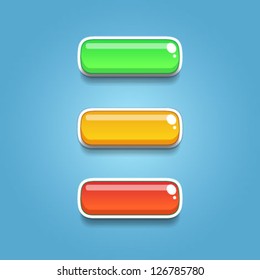 Colorful Glossy Buttons For Game Design And Interface