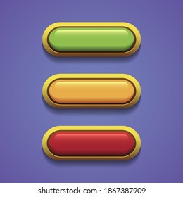 Colorful glossy buttons for game, vector illustration