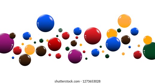 Colorful glossy candy balls on white background. Abstract Candies. Vector linear seamless illustration