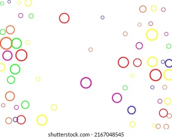 Colorful glossy candy balls on a white background. Square card and frame. Vector isolated confetti on white background template.