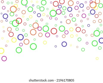 Colorful glossy candy balls on a white background. Pointillist polka-dots. 