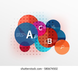 Infografía colorida de círculo brillante. Fondo de plantilla de vector para diseño de flujo de trabajo, diagrama, opciones de número o diseño web