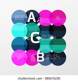 Colorful glossy circle infographics. Vector template background for workflow layout, diagram, number options or web design