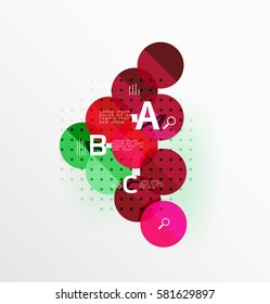 Infografía colorida de círculo brillante. Fondo de plantilla de vector para diseño de flujo de trabajo, diagrama, opciones de número o diseño web