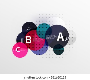Colorful glossy circle infographics. Vector template background for workflow layout, diagram, number options or web design