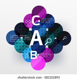 Colorful glossy circle infographics. Vector template background for workflow layout, diagram, number options or web design