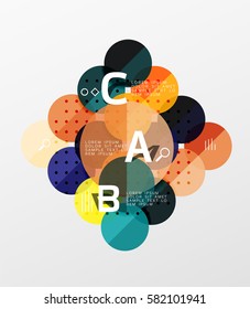 Infografía colorida de círculo brillante. Fondo de plantilla de vector para diseño de flujo de trabajo, diagrama, opciones de número o diseño web