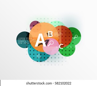 Infografía colorida de círculo brillante. Fondo de plantilla de vector para diseño de flujo de trabajo, diagrama, opciones de número o diseño web