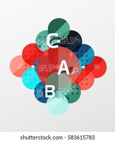 Colorful glossy circle infographics. Vector template background for workflow layout, diagram, number options or web design
