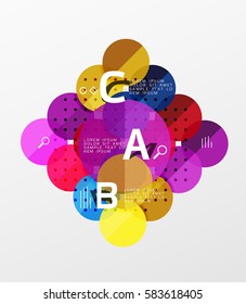 Colorful glossy circle infographics. Vector template background for workflow layout, diagram, number options or web design
