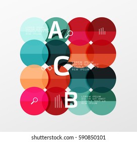 Infografía colorida de círculo brillante. Fondo de plantilla de vector para diseño de flujo de trabajo, diagrama, opciones de número o diseño web