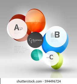 Colorful glossy circle infographics. Vector template background for workflow layout, diagram, number options or web design