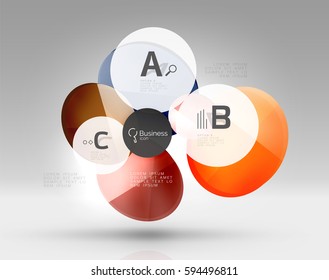 Colorful glossy circle infographics. Vector template background for workflow layout, diagram, number options or web design