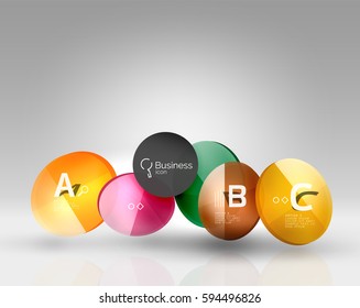 Colorful glossy circle infographics. Vector template background for workflow layout, diagram, number options or web design