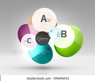 Colorful glossy circle infographics. Vector template background for workflow layout, diagram, number options or web design