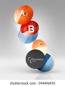 Colorful glossy circle infographics. Vector template background for workflow layout, diagram, number options or web design