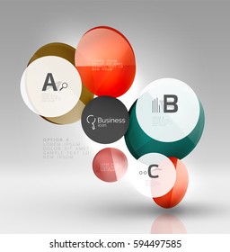 Colorful glossy circle infographics. Vector template background for workflow layout, diagram, number options or web design