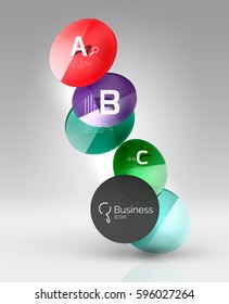 Farbige Glossy Circle Infografiken. Vektorvorlagenhintergrund für das Workflowlayout, -diagramm, -nummeroptionen oder Webdesign