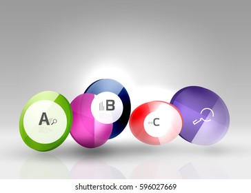 Infografía colorida de círculo brillante. Fondo de plantilla de vector para diseño de flujo de trabajo, diagrama, opciones de número o diseño web