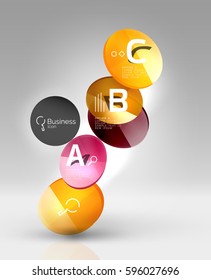 Colorful glossy circle infographics. Vector template background for workflow layout, diagram, number options or web design
