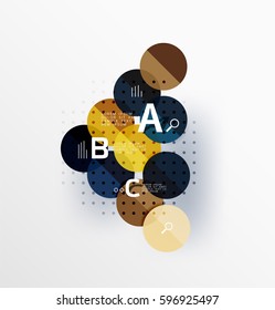 Infografía colorida de círculo brillante. Fondo de plantilla de vector para diseño de flujo de trabajo, diagrama, opciones de número o diseño web