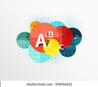 Infografía colorida de círculo brillante. Fondo de plantilla de vector para diseño de flujo de trabajo, diagrama, opciones de número o diseño web