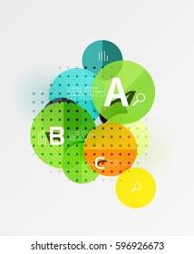 Infografía colorida de círculo brillante. Fondo de plantilla de vector para diseño de flujo de trabajo, diagrama, opciones de número o diseño web