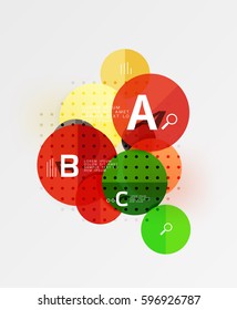 Infográficos coloridos em círculo brilhante. Plano de fundo de modelo de vetor para layout de fluxo de trabalho, diagrama, opções de número ou design da Web
