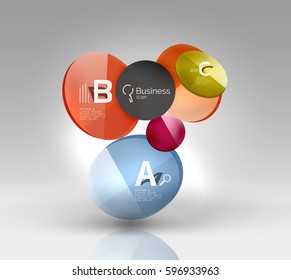 Colorful glossy circle infographics. Vector template background for workflow layout, diagram, number options or web design