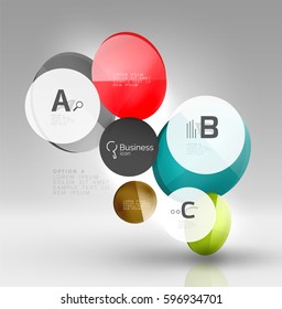 Colorful glossy circle infographics. Vector template background for workflow layout, diagram, number options or web design