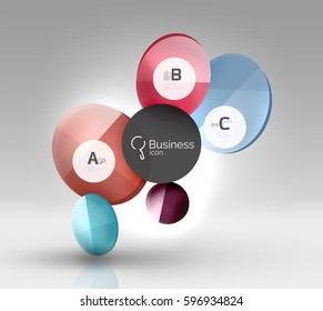 Infografía colorida de círculo brillante. Fondo de plantilla de vector para diseño de flujo de trabajo, diagrama, opciones de número o diseño web