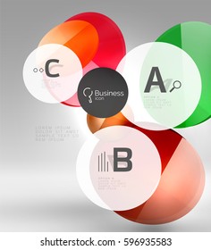 Colorful glossy circle infographics. Vector template background for workflow layout, diagram, number options or web design