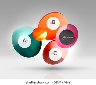 Farbige Glossy Circle Infografiken. Vektorvorlagenhintergrund für das Workflowlayout, -diagramm, -nummeroptionen oder Webdesign