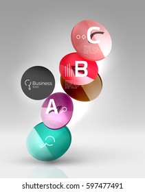 Colorful glossy circle infographics. Vector template background for workflow layout, diagram, number options or web design