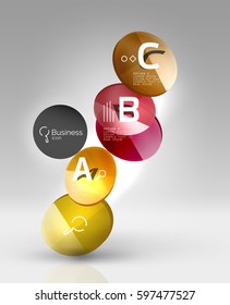 Colorful glossy circle infographics. Vector template background for workflow layout, diagram, number options or web design