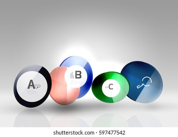 Colorful glossy circle infographics. Vector template background for workflow layout, diagram, number options or web design