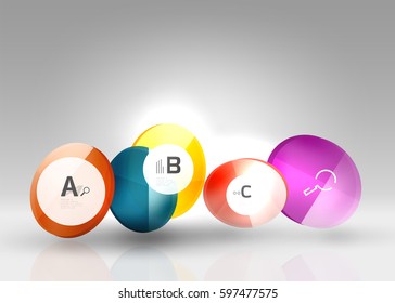 Infografía colorida de círculo brillante. Fondo de plantilla de vector para diseño de flujo de trabajo, diagrama, opciones de número o diseño web