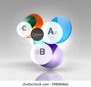 Colorful glossy circle infographics. Vector template background for workflow layout, diagram, number options or web design