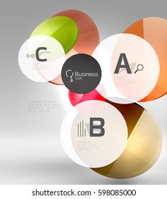 Colorful glossy circle infographics. Vector template background for workflow layout, diagram, number options or web design