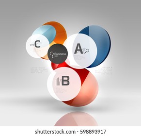 Infografía colorida de círculo brillante. Fondo de plantilla de vector para diseño de flujo de trabajo, diagrama, opciones de número o diseño web