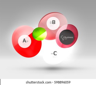 Colorful glossy circle infographics. Vector template background for workflow layout, diagram, number options or web design
