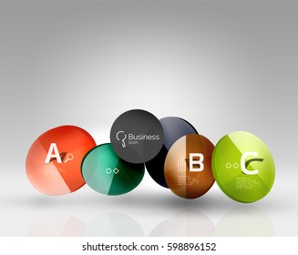 Colorful glossy circle infographics. Vector template background for workflow layout, diagram, number options or web design
