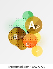Infografía colorida de círculo brillante. Fondo de plantilla de vector para diseño de flujo de trabajo, diagrama, opciones de número o diseño web